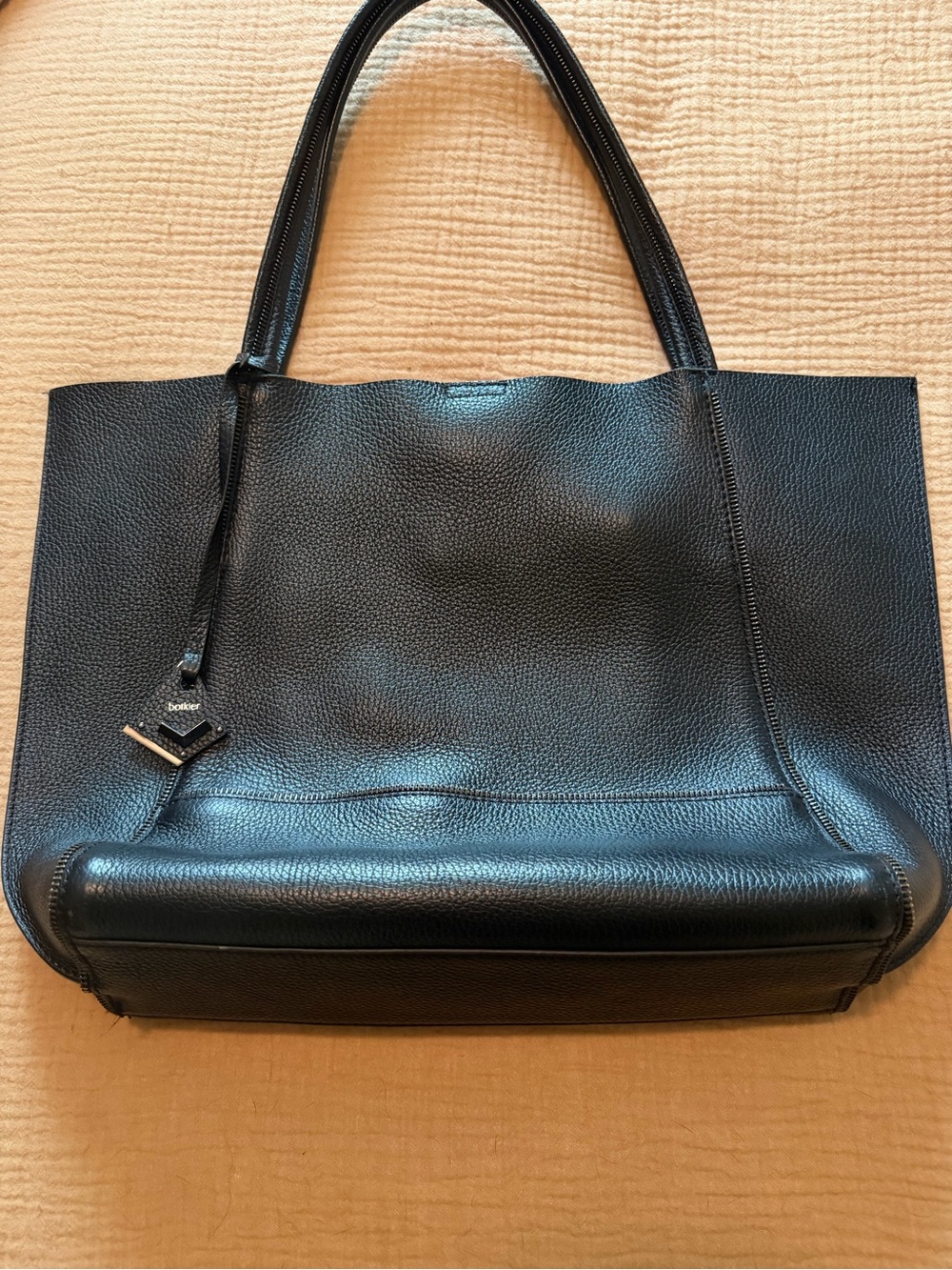 Classic Black Leather Tote Bag